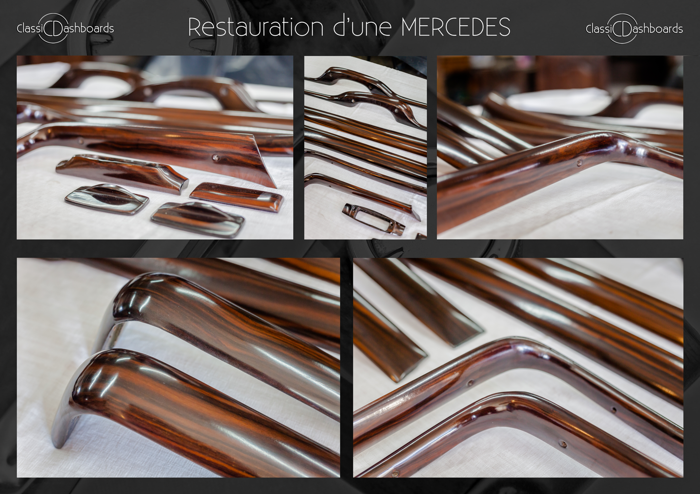 Dashboard and wooden interior trim restoration of a classic Mercedes